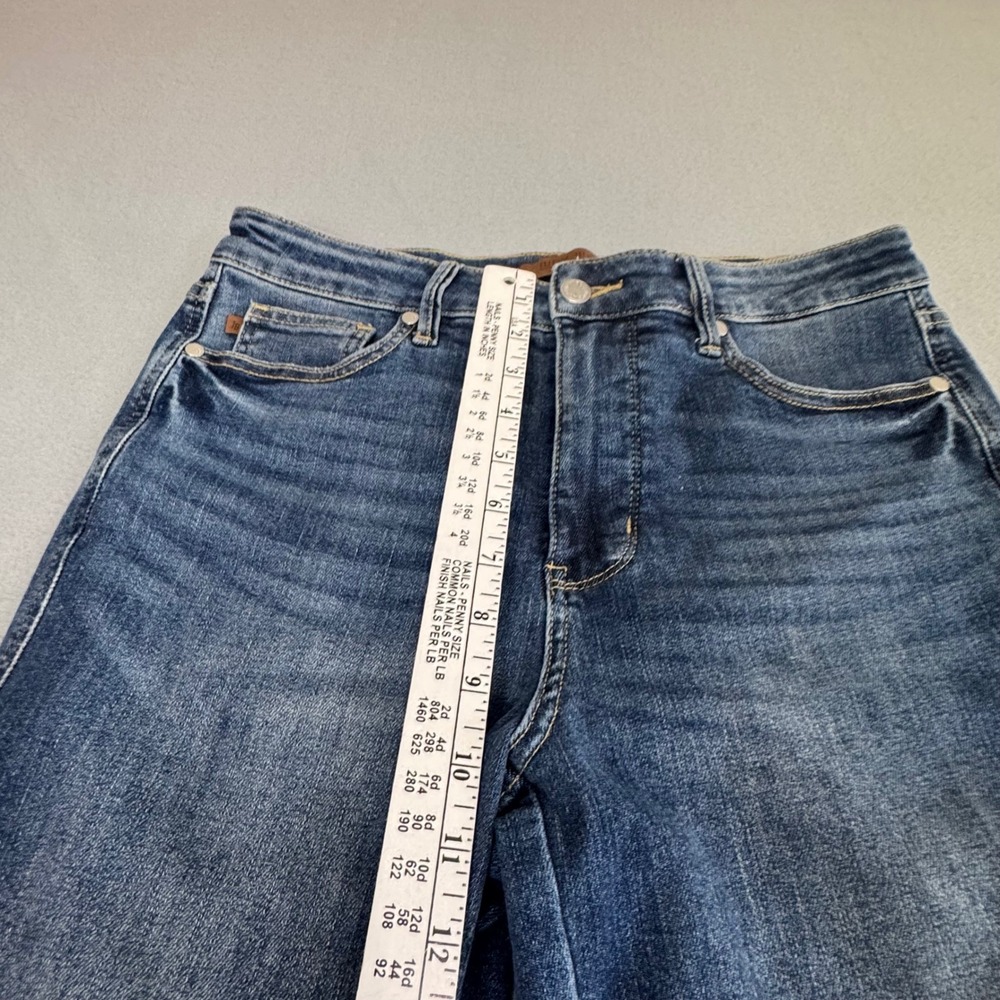 Judy Blue Straight Fit Jeans Sz 11/30 Raw Hem High Rise Soft Classic Blue Denim - Picture 7 of 10
